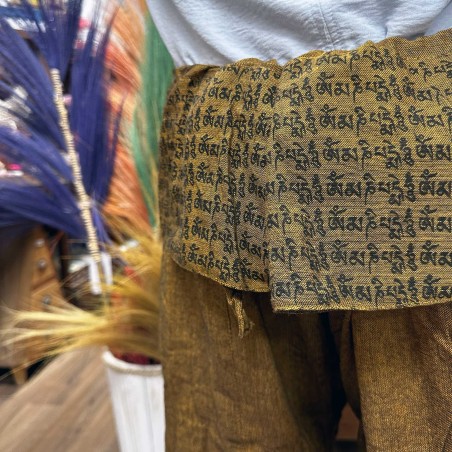 Pantalón Yoga y Festivales - Pescador Tailandés Mandala Mantra - Naranja Unisex Talla única Hippie 100% Algodón Hombre/mujer