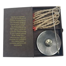 Silver Rope Incense and Stand Set - Flower of Life