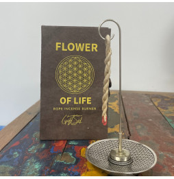 Set de Incienso de Cuerda y Soporte Plateado - Flor de la Vida