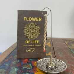 Touw Wierookset en Zilveren Houder - Flower of Life