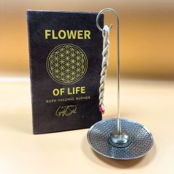 Touw Wierookset en Zilveren Houder - Flower of Life