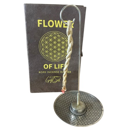 Set de Incienso de Cuerda y Soporte Plateado - Flor de la Vida