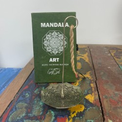 Conjunto de Incenso em Corda e Porta Prata - Flor Mandala