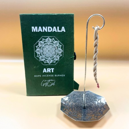 Set de Incienso de Cuerda y Soporte Plateado - Flor de Mandala