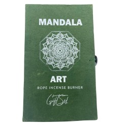 Conjunto de Incenso em Corda e Porta Prata - Flor Mandala