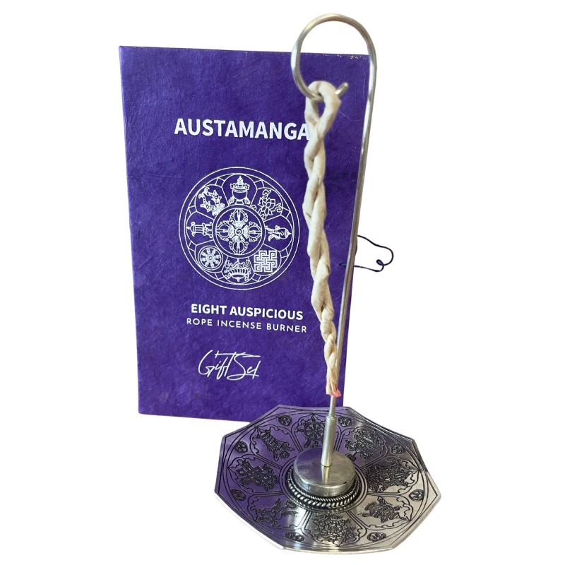 Silver Rope Incense and Stand Set - Astamangal-INCENSE SET ROPE AND SILVER STAND-HOSTENATURA