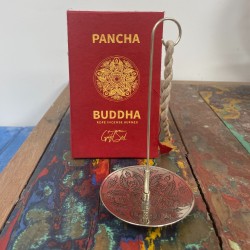 Conjunto de incenso de corda e suporte de prata - Pancha Buddha