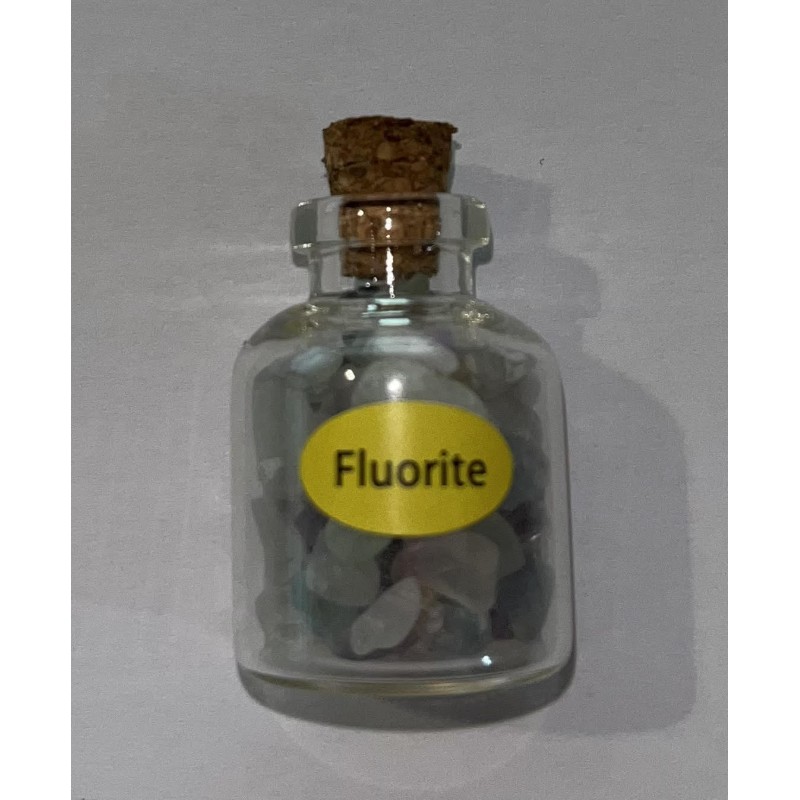 FLUORIT (Flourit) Flasche 7,5gr ca.-MINERALIEN IN EINER FLASCHE-HOSTENATURA