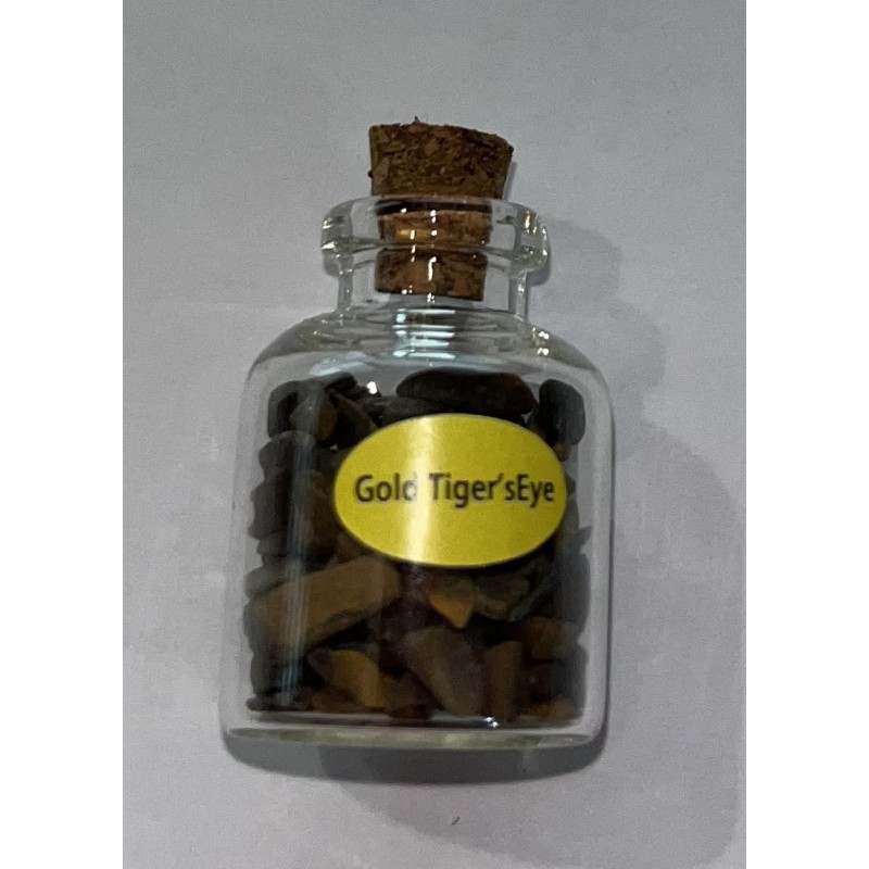 OJO DE TIGRE (Gold Tiger's Eye) bottle 7.5gr approx.-MINERALS IN A BOTTLE-HOSTENATURA