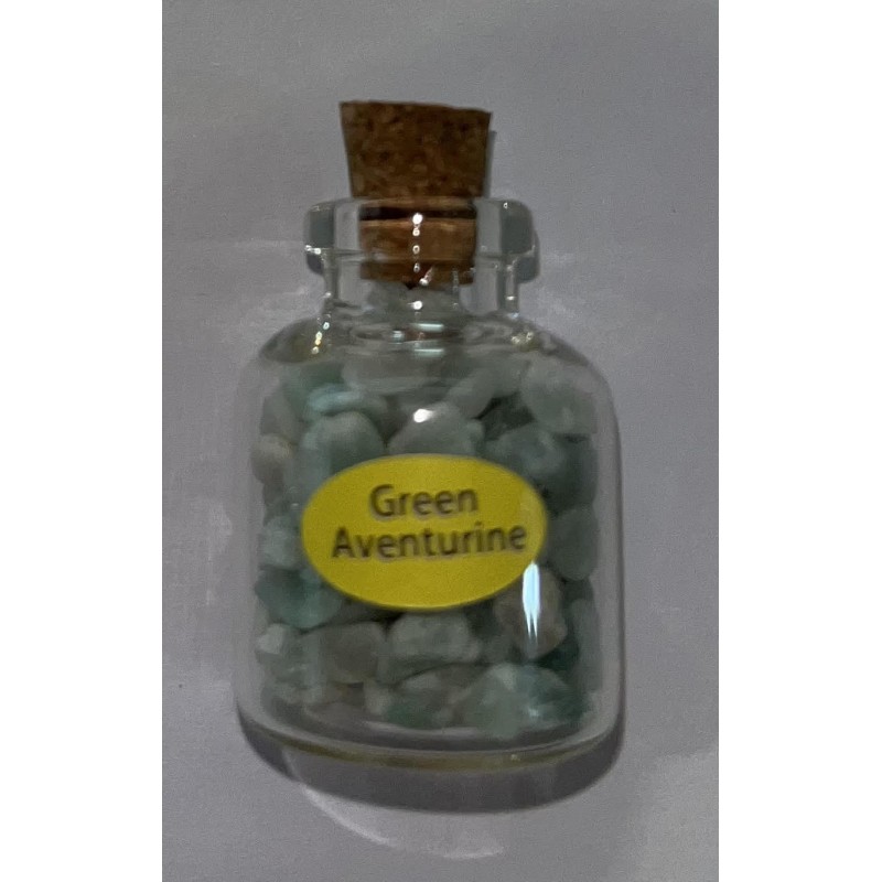 AVENTURIN VERDE (Grüner Aventurin) Flasche 7,5 g ca.-MINERALIEN IN EINER FLASCHE-HOSTENATURA