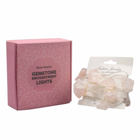 Luces Encantadas con Piedras Preciosas - Cuarzo rosa - USB - Piedras con luz
