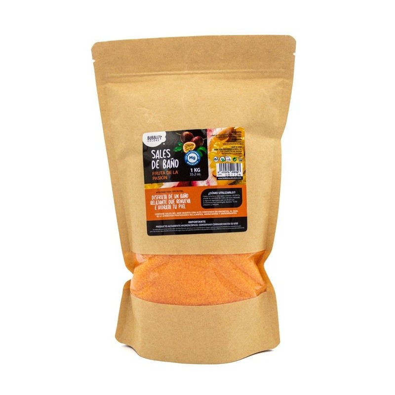 DEAD SEA BATH SALTS SACHET 150GRS PASSION FRUIT BUBBLES & COLORS-AROMATHERAPY BATH SALT BAG 7KG-HOSTENATURA