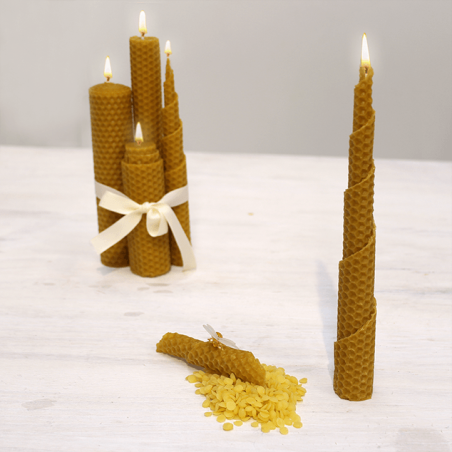 VELA CERA DE ABEJA PURA 100% PANAL - 20cm aprox. - 100% artesana - 20g.