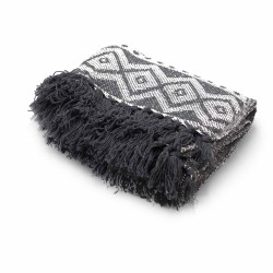 Boho Comfort Blanket - 140x200cm - Geometric Gray - 100% Cotton - Made in India