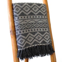 Boho Comfort Blanket - 140x200cm - Geometric Gray - 100% Cotton - Made in India