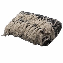 Pătură Boho Comfort - 140x200cm - Negru și Bej - 100% Bumbac - Fabricat în India