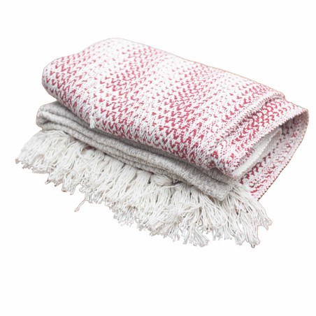 Manta Boho Comfort - 140x200cm - Rubí Dos Tonos - 100% Algodón - Hecho en India