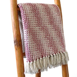 Boho Comfort Blanket - 140x200cm - Two-tone ruby - 100% cotton - Made in India