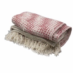 Boho Comfort Blanket - 140x200cm - Two-tone ruby - 100% cotton - Made in India