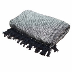 Boho Comfort Blanket - 140x200cm - Charcoal - 100% Cotton - Made in India