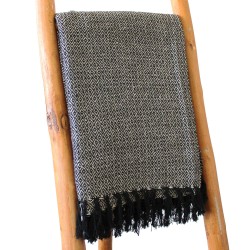 Boho Comfort Blanket - 140x200cm - Charcoal - 100% Cotton - Made in India