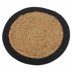 Natural Placemat - Jute and Cotton 30cm - Black Edge - Made in India