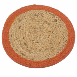 Jogo americano natural - juta e algodão 30cm - borda de argila - fabricado na Índia