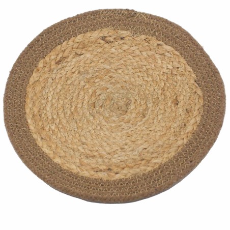 Mantel Individual Natural- Yute y Algodón 30cm - Borde Natural - Hecho en India