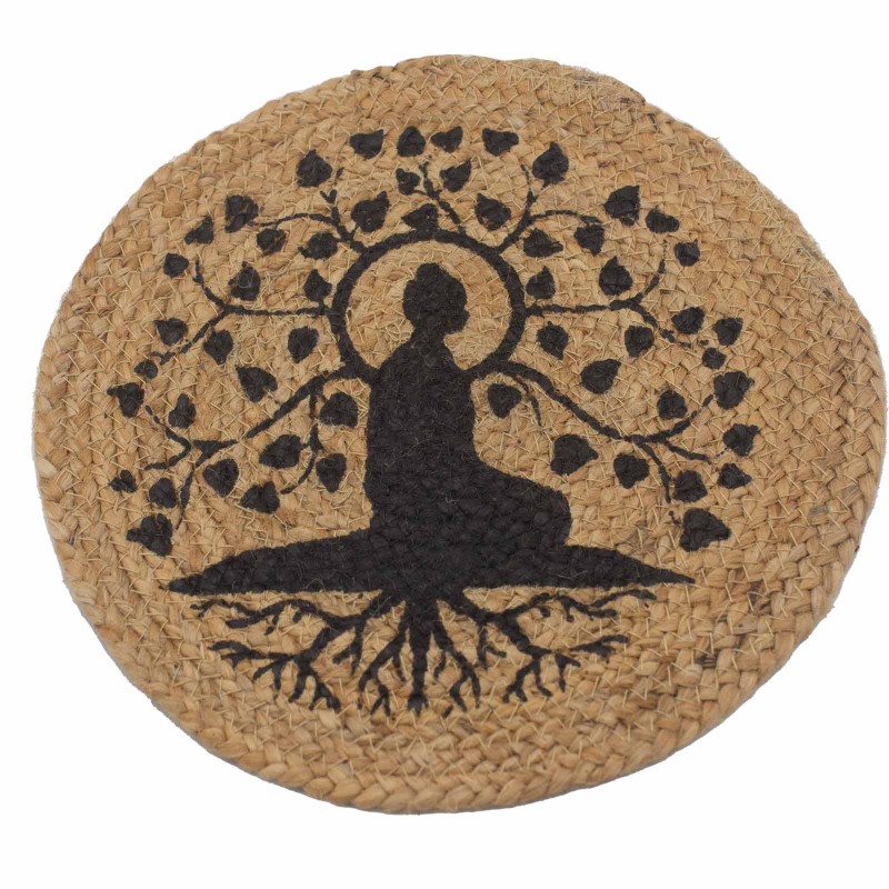 Preșă naturală - Iuta și Bumbac 30cm - Imprimeu Bodhi Tree - Fabricat în India-FEȚE DE MASĂ INDIVIDUALE IUTĂ ȘI BUMBAC-HOSTENATURA