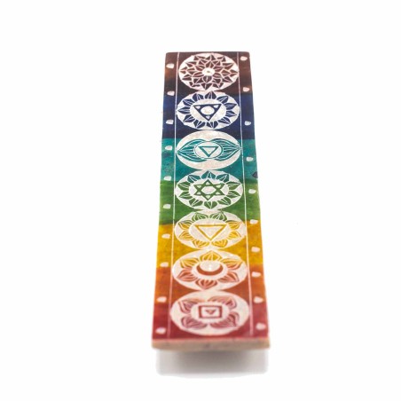 Porta Incienso de Esteatita Siete Chackra - 26x5cm - Hecho en India