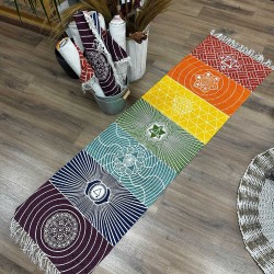 Covoraș de yoga din bumbac 100% - 60x200cm - 7 chakre - Fabricat în India