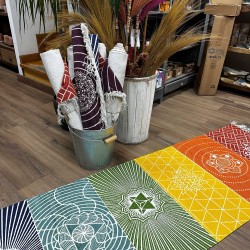 Covoraș de yoga din bumbac 100% - 60x200cm - 7 chakre - Fabricat în India