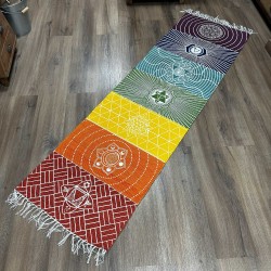 Covoraș de yoga din bumbac 100% - 60x200cm - 7 chakre - Fabricat în India