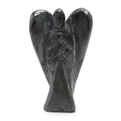 Hand Carved Gemstone Angel - Hematite - 8cm