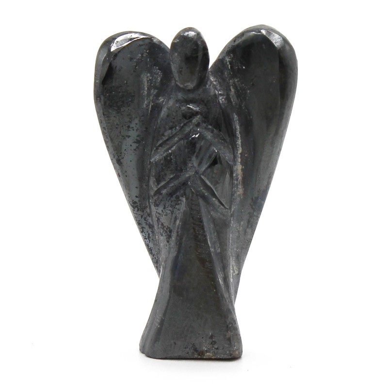 Hand Carved Gemstone Angel - Hematite - 8cm-HAND CARVED GEMSTONE ANGELS-HOSTENATURA