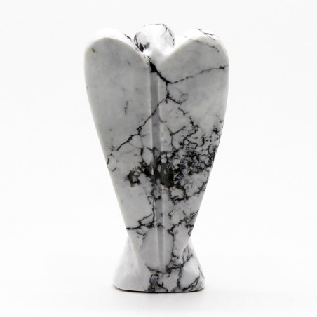 Hand Carved Gemstone Angel - White Howlite - 8cm