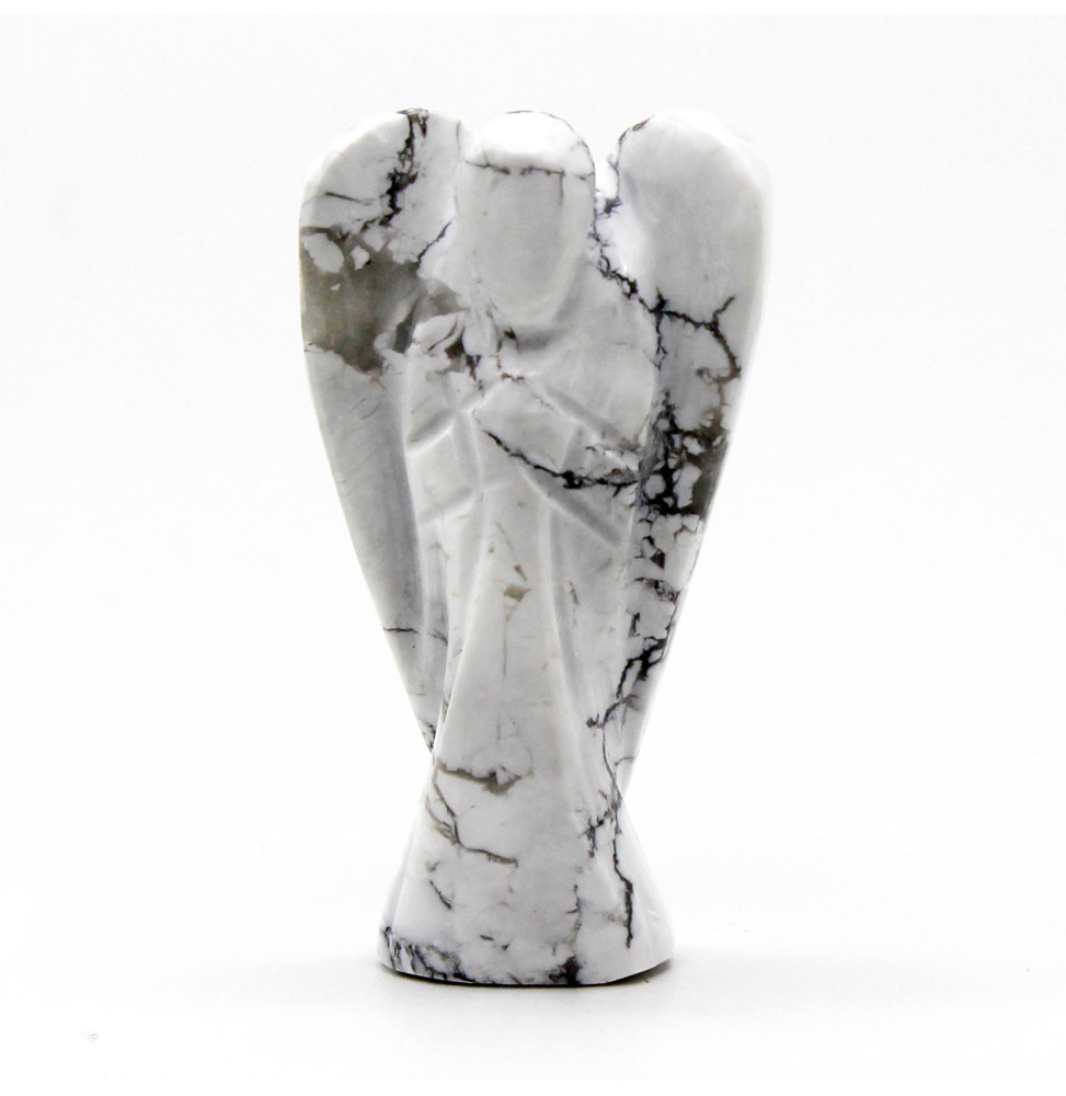 Angel de Piedra Preciosas Tallado a mano - Howlita Blanca - 8cm