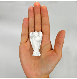 Angel de Piedra Preciosas Tallado a mano - Howlita Blanca - 8cm