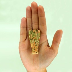 Hand Carved Gemstone Angel - Unakita - 8cm