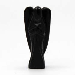 Ange en pierre précieuse sculpté à la main - Agate noire - 8cm