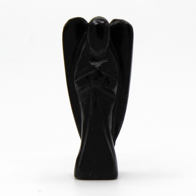 Hand Carved Gemstone Angel - Black Agate - 8cm-HAND CARVED GEMSTONE ANGELS-HOSTENATURA