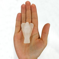 Hand Carved Gemstone Angel - Rock Quartz - 8cm