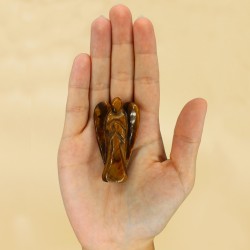 Hand Carved Gemstone Angel - Tiger's Eye - 8cm