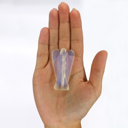 Hand Carved Gemstone Angel - Opalite - 8cm