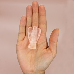 Hand Carved Gemstone Angel - Rose Quartz - 8cm