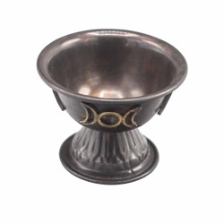 Triple Moon Antique Copper Ritual Chalice 10x8cm