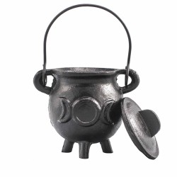 Cast iron cauldron with Triple Moon 6.5x13cm