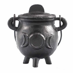 Cast iron cauldron with Triple Moon 6.5x13cm