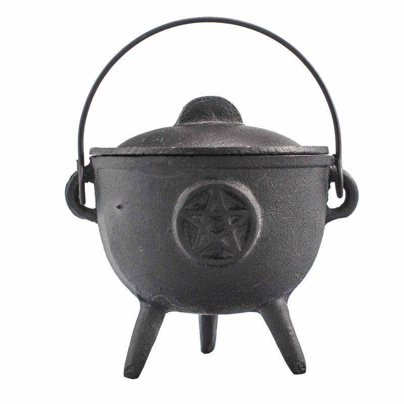 Cast iron cauldron with Pentagram 11x13cm-CAULDRONS AND BOWLS FOR RITUALS-HOSTENATURA