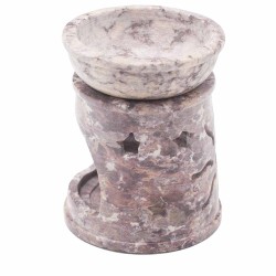 Small Soapstone Oil Burner 8 cm - Sun and Stars